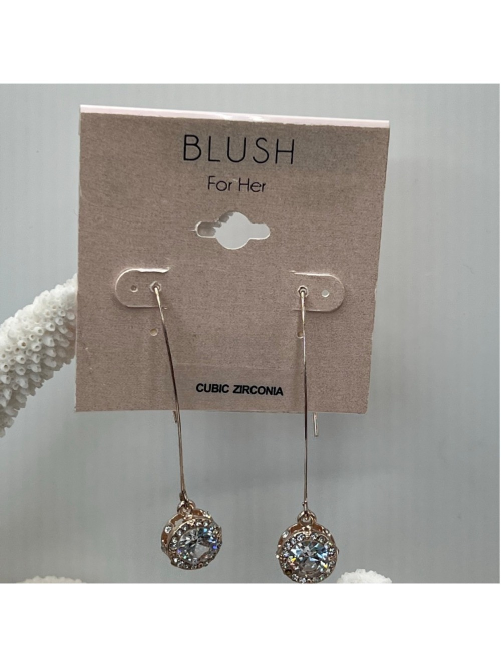 Blush cubic zirconia dangle earrings